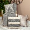 Beige and Black Quilted Cotton Abstract Throw Blanket - 52" X 67"