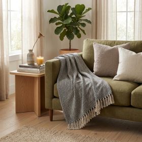 Beige and Black Quilted Cotton Abstract Throw Blanket - 52" X 67"