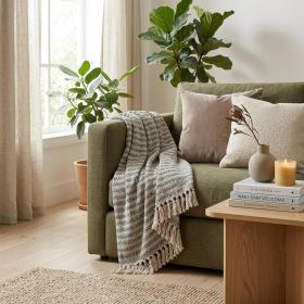 Beige and Taupe Diamond Weave Handloom Throw