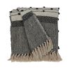 Beige and Black Woven Wool Throw Blanket - 52" X 67"