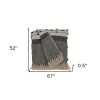 Beige and Black Woven Wool Throw Blanket - 52" X 67"
