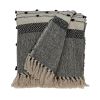 Beige and Black Woven Wool Throw Blanket - 52" X 67"