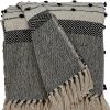 Beige and Black Woven Wool Throw Blanket - 52" X 67"