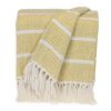 \White And Yellow Striped Cotton Woven Throw Blanket - 50" X 60"