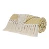 \White And Yellow Striped Cotton Woven Throw Blanket - 50" X 60"