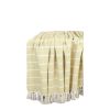 \White And Yellow Striped Cotton Woven Throw Blanket - 50" X 60"