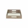 Gray Rectangular Wood Handmade Tray With Handles - 16"