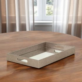 Gray Rectangular Wood Handmade Tray With Handles - 16"