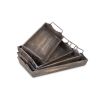 Brown Wood Handmade Serving Tray With Handles - Set of Four