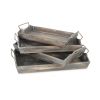 Brown Wood Handmade Serving Tray With Handles - Set of Four