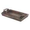 Brown Wood Handmade Serving Tray With Handles - Set of Four