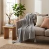 Gray Woven Cotton Throw Blanket with Tassels - 50" X 60"