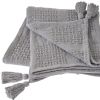 Gray Woven Cotton Throw Blanket with Tassels - 50" X 60"