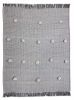 Gray Woven Cotton Houndstooth Throw Blanket with Pom Poms - 50" X 60"