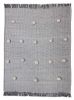 Gray Woven Cotton Houndstooth Throw Blanket with Pom Poms - 50" X 60"