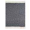 Blue and White Woven Cotton Throw Blanket with Fringe - 50" X 60"