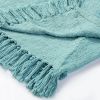 Blue Woven Cotton Throw Blanket with Fringe - 60" X 50"