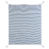 Blue and White Woven Cotton Striped Throw Blanket with Tassels - 50" X 60"