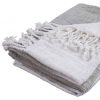 Gray and White Woven Cotton Ombre Throw Blanket with Fringe - 50" X 60"