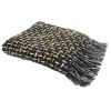 Black And Gold Geometric Cotton Woven Throw Blanket with Tassels - 50" X 60"