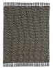Black And Gold Geometric Cotton Woven Throw Blanket with Tassels - 50" X 60"