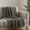 Black And Gold Geometric Cotton Woven Throw Blanket with Tassels - 50" X 60"