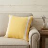 Yellow And White 100% Cotton Geometric Zippered Pillow - 20" X 20"