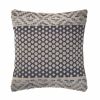 Denim Blue And Ivory 100% Cotton Chevron Zippered Pillow - 20" X 20"
