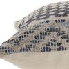 Denim Blue And Ivory 100% Cotton Chevron Zippered Pillow - 20" X 20"
