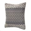 Denim Blue And Ivory 100% Cotton Chevron Zippered Pillow - 20" X 20"