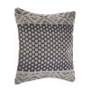 Denim Blue And Ivory 100% Cotton Chevron Zippered Pillow - 20" X 20"