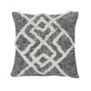 Black And Cream 100% Cotton Geometric Zippered Pillow - 20" X 20"