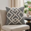 Black And Cream 100% Cotton Geometric Zippered Pillow - 20" X 20"