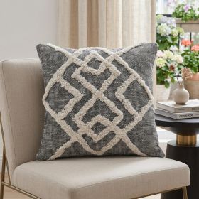 Black And Cream 100% Cotton Geometric Zippered Pillow - 20" X 20"