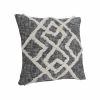 Black And Cream 100% Cotton Geometric Zippered Pillow - 20" X 20"
