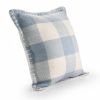 Light Blue And Ivory Polyester Plaid Zippered Pillow - 20" X 20"