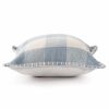 Light Blue And Ivory Polyester Plaid Zippered Pillow - 20" X 20"