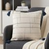 Ivory and Blue Throw Pillow - 20"