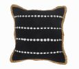 Black White And Tan 100% Cotton Striped Zippered Pillow - 18" X 18"