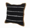 Black White And Tan 100% Cotton Striped Zippered Pillow - 18" X 18"