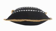 Black White And Tan 100% Cotton Striped Zippered Pillow - 18" X 18"