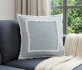 Sky Blue And White Geometric Cotton Throw Pillow with Texture - 20"