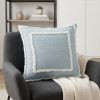 Sky Blue And White Geometric Cotton Throw Pillow with Texture - 20"