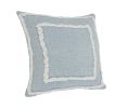 Sky Blue And White Geometric Cotton Throw Pillow with Texture - 20"