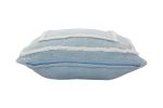 Sky Blue And White Geometric Cotton Throw Pillow with Texture - 20"