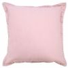 Light Pink Cotton Throw Pillow With Embroidered Edges - 20"