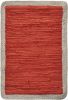Orange And Natural Solid With Border Cotton Placemats - Set of Four - 19"