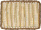 Cream Yellow And Natural Striped Cotton And Jute Placemats - 19" - Set of Four
