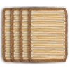 Cream Yellow And Natural Striped Cotton And Jute Placemats - 19" - Set of Four