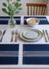 Navy Blue And White Striped Cotton Placemats - 19" - Set of Four